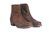deux bottines montcalm peau retournee marron fonce